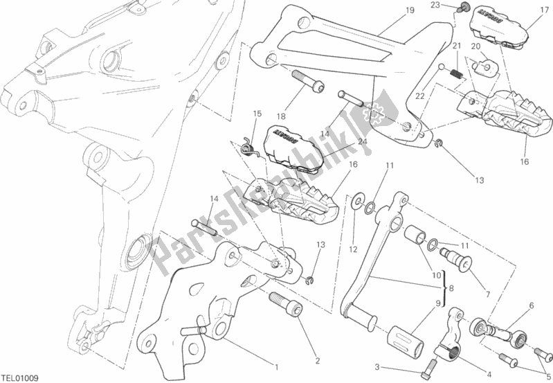 All parts for the Footrests, Left of the Ducati Multistrada 950 Touring Thailand 2017
